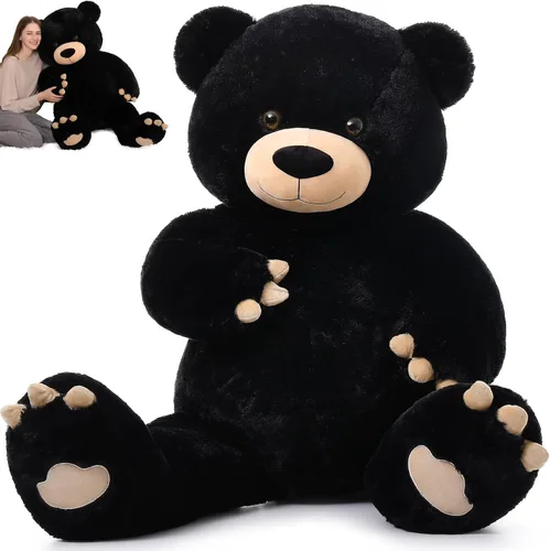 MorisMos Oso de peluche gigante de 5 pies, 59 pulgadas, oso de peluche negro grande para decoración de fiesta de baby shower, regalo de animal de