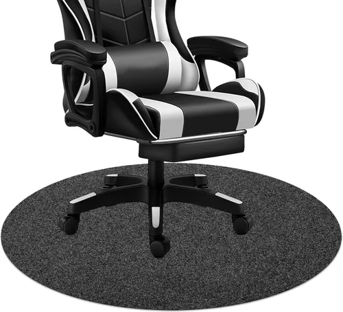 Tapete para silla de oficina para alfombra de pelo plano y bajo de madera, redondo de 39 x 39 pulgadas, antideslizante y reductor de ruido (gris