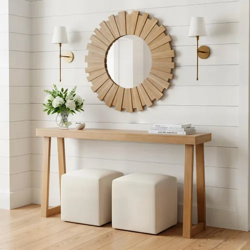 Miniatura 23 de Plank+Beam Mesa consola de madera maciza, 36 pulgadas, mesa de sofá, mesa de entrada estrecha para pasillo, detrás del sofá, sala de estar, Negro