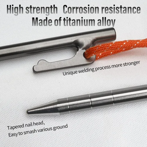 Miniatura 3 de TiTo Titanium Estacas ligeras para tienda de campaña, clavos de tienda de campaña resistentes para acampar al aire libre, senderismo y soporte