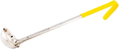 Miniatura 2 de Restaurantware Met Lux - Cucharón de sopa de 1 onza con mango de gancho, cuchara para servir, con mango amarillo, cuchara de cocina de acero