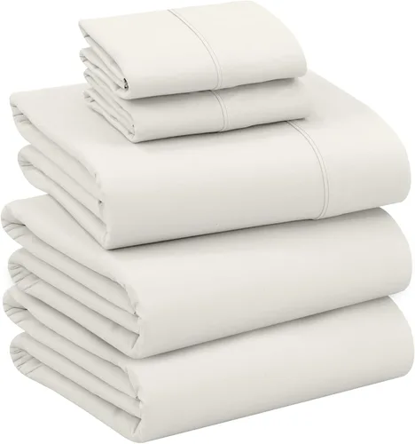 Miniatura 138 de RUVANTI Juego de sábanas divididas tamaño King de 100 % algodón para cama ajustable, 5 piezas, ropa de cama de tejido de percal suave y Guisante