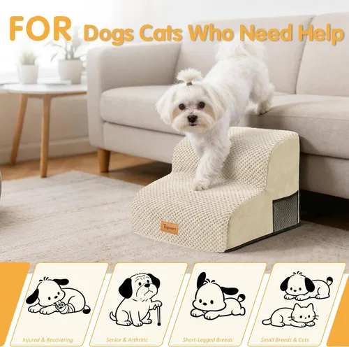Miniatura 6 de Topmart High Density Foam Pet Steps 2 Tiers,11.8" High,Non-Slip Dog Stairs,Soft Foam Dog Ramp Ladder,Best for Injured,Older Cats,Pets with Joint