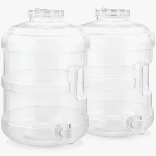 Paquete de 2 dispensadores de bebidas, disponible en 3 y 5 galones, recipiente grande de plástico para bebidas con espita y tapa para fiestas,