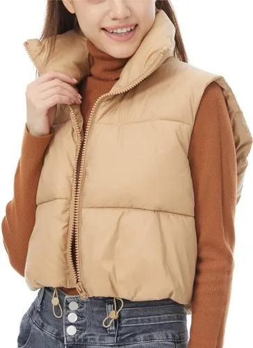 Miniatura 3 de Chaleco corto acolchado para invierno para mujer, ligero, sin mangas, chaleco acolchado para exteriores