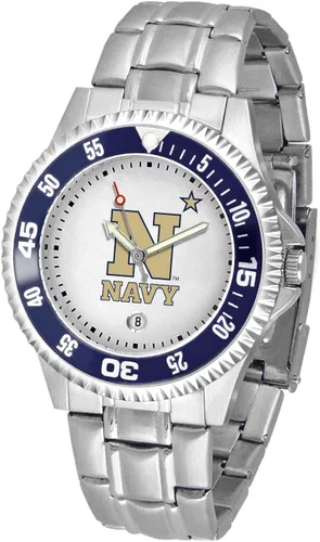 Miniatura 51 de SunTime Reloj de cuarzo de 1.575 in para hombre, correa de acero inoxidable de 0.787 in, esfera Gameday Tulane ola verde