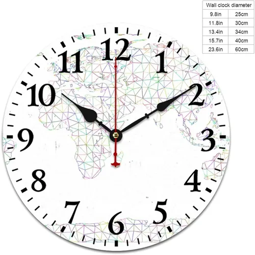 Miniatura 23 de Reloj de pared de madera con mapa del mundo antiguo, estilo nostálgico, Atlas histórico, diseño vintage, impresión de madera, reloj de pared