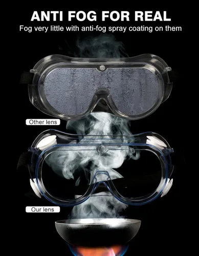 Miniatura 6 de MELASA Anteojos de seguridad ANSI Z87.1, antivaho gafas protectoras de laboratorio, gafas de protección ocular 4 piezas