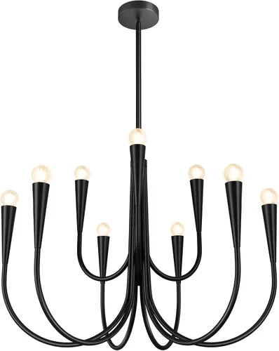 Miniatura 10 de Lámpara colgante moderna de 6 luces para comedor, cocina, sala de estar, lámpara industrial rústica negra MPL26-6 BK