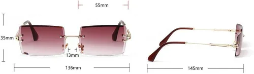 Miniatura 2 de MINCL - Gafas de sol rectangulares pequeñas para mujer, ultraligeras, color caramelo, sin marco