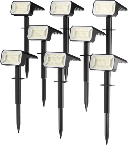 Miniatura 16 de Fabrito Paquete de 4 focos solares para exteriores, impermeables, IP67, [108 LED, 4 modos], focos del atardecer al amanecer con batería de 1500 mAh