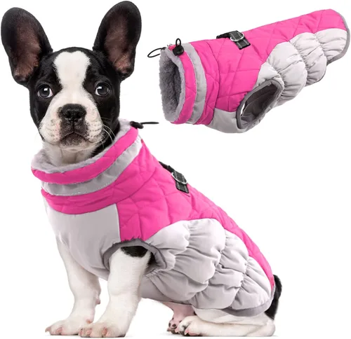 Miniatura 53 de Lelepet Abrigo cálido para perro, abrigo de invierno para perro, chaqueta impermeable para perros con arnés incorporado, chaleco reflectante