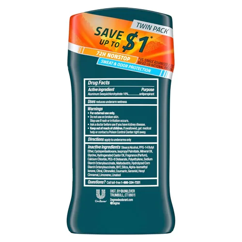 Miniatura 2 de Degree Men Advanced Protection Desodorante antitranspirante, Adventure, 2.7 oz, paquete de 2