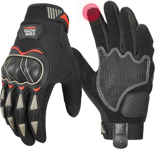 Miniatura 12 de KEMIMOTO - Guantes de motocicleta para hombre, guantes de ciclismo para pantalla táctil, para deportes al aire libre, en carretera, vehículo Negro