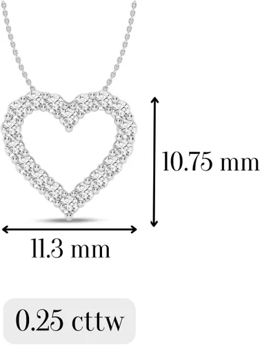 Miniatura 4 de Lumante - Collar con colgante de diamantes en forma de corazón de oro de 14 quilates para mujer, 0.25-1 cttw, diamantes cultivados en laboratorio