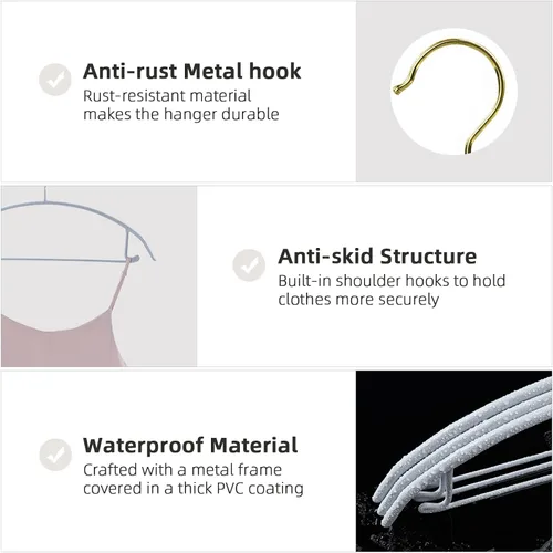 Miniatura 4 de MOPALL Perchas para ropa, paquete de 20 perchas antideslizantes para suéter sin protuberancias en los hombros, 16.5 pulgadas de ancho, duraderas