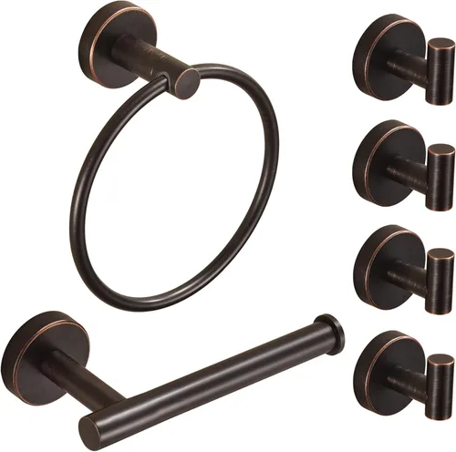 Soporte de papel higiénico de bronce, ganchos para toallas, soporte para rollo de papel higiénico aceitado, anillo de toalla, juego de accesorios de