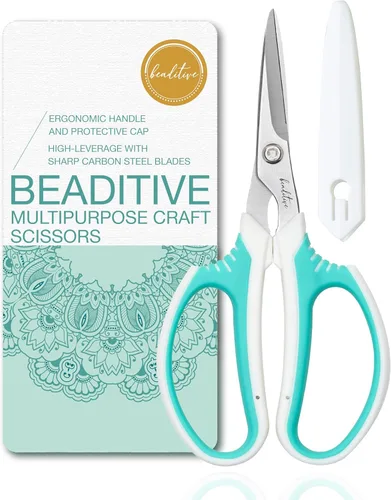 Miniatura 10 de Beaditive Tijeras Multiusos para Manualidades - Tijeras de Corte Ergonómicas con Cuchillas de Acero al Carbono Afialadas - Tijeras de Coser