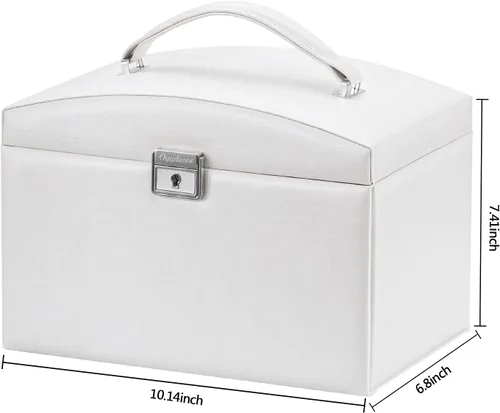 Miniatura 6 de Oyydecor Joyero organizador para mujeres y niñas piel sintética para personas mayores caja de almacenamiento de joyas con cerradura organizador
