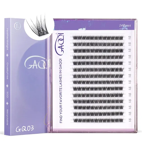 Miniatura 15 de GAQQI - Extensiones de pestañas en racimo, 120 pestañas en racimo, extensiones de pestañas de volumen 10-14 mm, pestañas individuales 3D multicapa