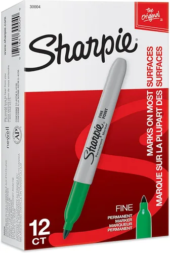 Miniatura 7 de Marcadores permanentes de Sharpie, punta fina, negro, caja de 12, Verde 12-paquete
