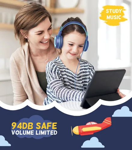 Miniatura 7 de Cowyawn Auriculares USB tipo C para niños, para la escuela, auriculares con cable para niños pequeños, volumen limitado de 94 dB, sonido estéreo HD