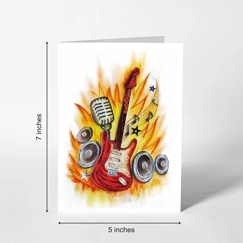 Miniatura 2 de Tarjeta de feliz aniversario con forma de guitarra y nota musical, tarjetas de felicitación de quilling, regalo único para guitarristas