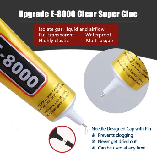 Miniatura 3 de 6 unidades de 0.5 fl oz E8000 Pegamento de diamantes de imitación de joyería E-8000 Transparente Super Pegamento Transparente Adhesivo