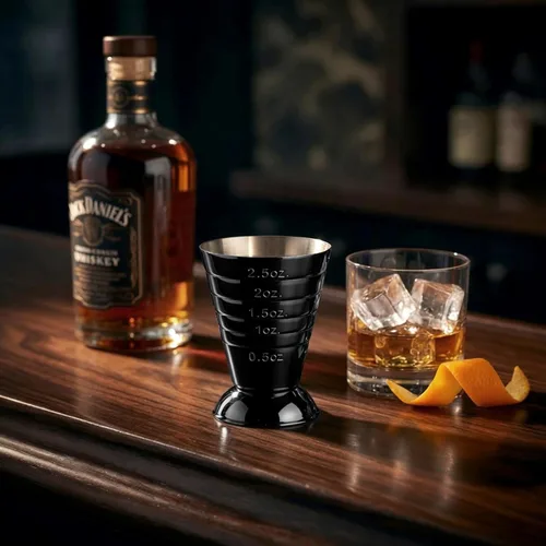Miniatura 8 de Homestia Taza medidora negra multiunidad, Jigger de barra de acero inoxidable con marcas de ml/oz/cucharada, 2.5 onzas, 2.5 fl oz, 5 cucharadas