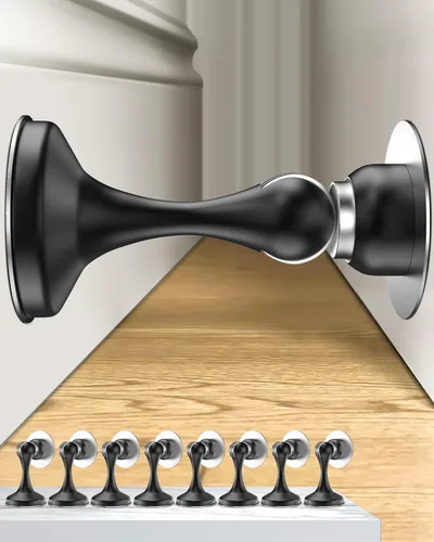 Miniatura 17 de Crosize Topes magnéticos para puerta, paquete de 4, topes de puerta de acero inoxidable para montaje en pared y piso, soporte de puerta mantiene