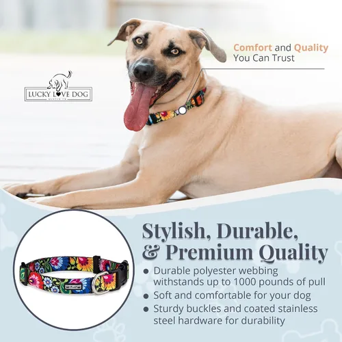 Miniatura 6 de Lucky Love Dog - Collar para perras pequeñas, diseño Blackbird de estampado alegre con flores de primavera y verano, talla XS