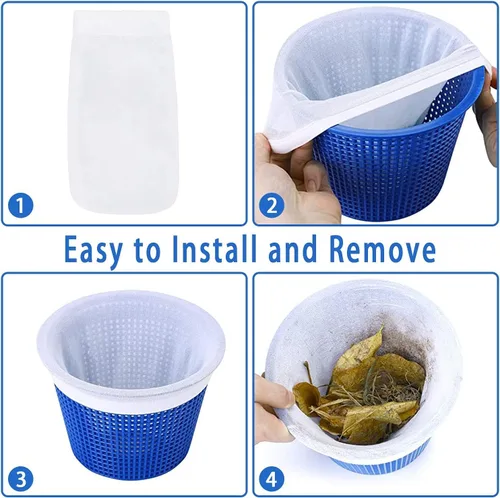 Miniatura 2 de Paquete de 40 calcetines de piscina para filtros, cestas/filtro de bañera de hidromasaje, funciona perfectamente con el skimmer de superficie