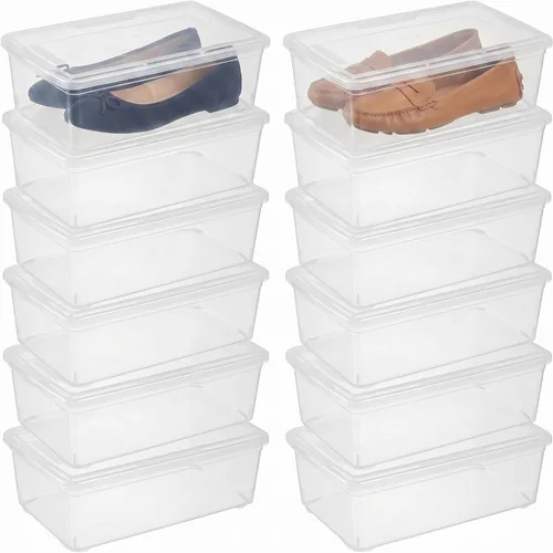 novelinks Caja de almacenamiento transparente de 6 cuartos de galón, apilable, de plástico, con tapas, caja de plástico para clasificar, paquete de