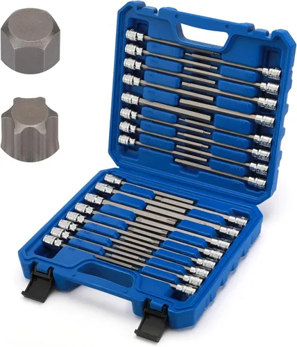 Miniatura 9 de Mayouko Juego de 12 Dados de Puntas Torx Extra Largos de 3/8" Drive, T10-T60, 5.9" de Longitud, CR-V, Acero S2, Juego de Dados de Puntas de Estrella