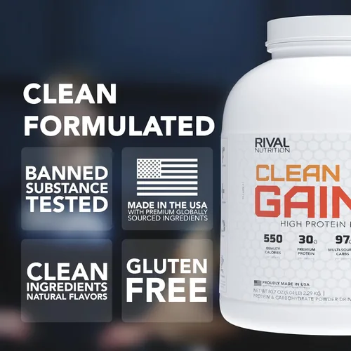 Miniatura 2 de RIVAL NUTRITION Clean Gainer Proteína en Polvo – 2.27KG Caramelo Salado – Alta Proteína para Masa Magra y Ganancia de Peso 550 Calorías, 30g