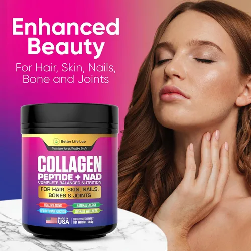 Miniatura 5 de BETTER LIFE LAB Péptidos de colágeno hidrolizados con NAD – Apoya el cabello, la piel, las uñas, las articulaciones y los huesos – Colágeno tipo I
