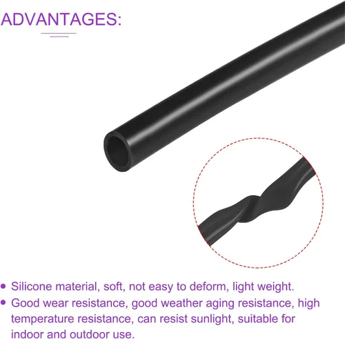 Miniatura 5 de DMiotech Tubo de silicona industrial negro de 3/8 "(9 mm) ID 1/2 "(12 mm) OD 6.6 pies tubo de silicona industrial negro para bomba de aire de agua