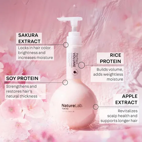 Miniatura 4 de NatureLab.TOKYO - Acondicionador de volumen perfecto, acondicionador ligero para cabello plano y flácido, restaura el grosor, aumenta el volumen