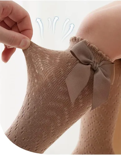 Miniatura 4 de QandSweet Calcetines hasta la rodilla para bebé, calcetines antideslizantes para recién nacidos, calcetines antideslizantes