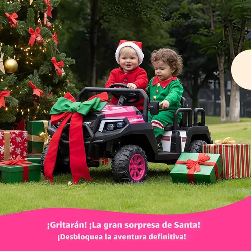Miniatura 8 de Coche eléctrico para niños, juguetes de 24 V y 4 plazas con control remoto para padres, suspensión de 4 ruedas, capacidad máxima de peso de 220 Rosa