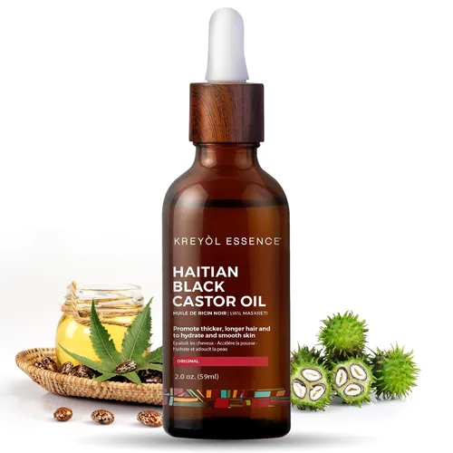 Miniatura 11 de Kreyol Essence - Aceite de ricino negro haitiano para piel y cabello, botella de vidrio, prensado en frío, sin hexano, cabello de aspecto más