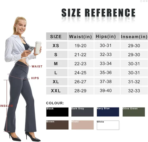 Miniatura 5 de FireSwan Leggings acampanados cruzados para mujer con bolsillos, corte de bota, cintura alta, pantalones de yoga con control de abdomen, pantalones