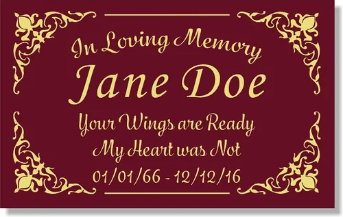 Miniatura 9 de Placa conmemorativa con borde elegante, mensaje personalizado y emblemas de reconocimiento de memoria de identificación, fabricado en Estados Unidos