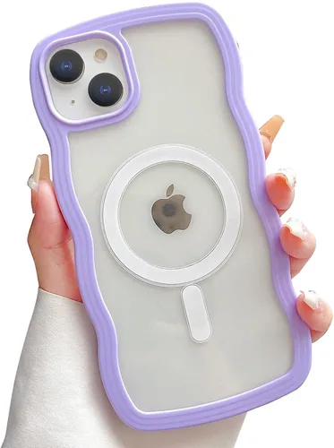 Miniatura 50 de Yeddabox Magsafe - Funda compatible con iPhone 13, diseño de ondas, lindo marco de colores de caramelo con ondas de agua, a prueba de golpes
