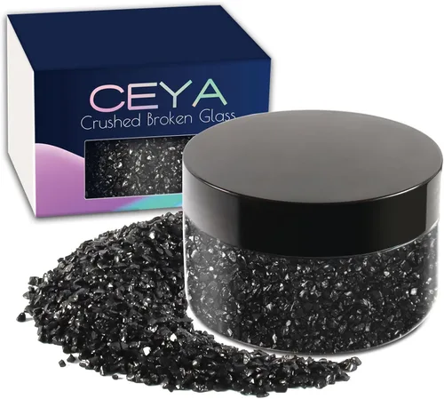 Miniatura 28 de Ceya 5.3 onzas/150g Vidrio Triturado Irregular Azul Neptuno Metálico Chips de Cristal Vidrio Roto Chips Purpurina 2-4mm Manualidades Purpurina