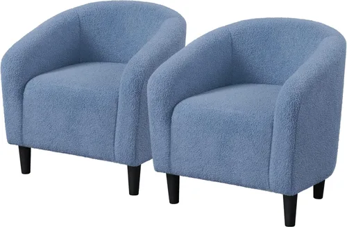 Miniatura 10 de Topeakmart Silla de barril, silla de acento de sherpa suave, silla auxiliar de club, estilo moderno, asiento profundo, sillón de barril para sala