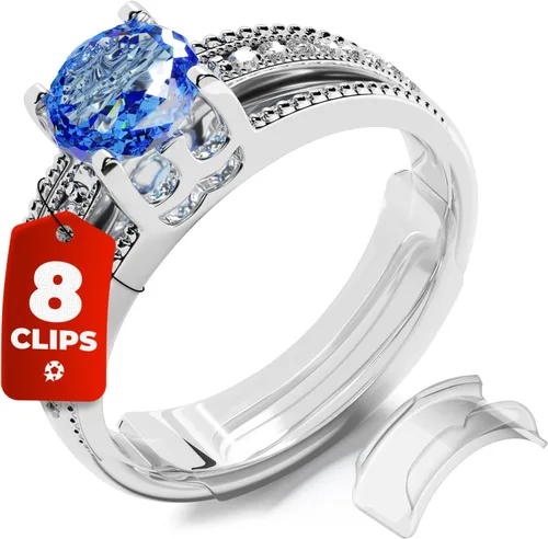 Ajustador de tamaño de anillo para anillos sueltos - Se ajusta a bandas planas de hasta 8 mm, paquete de 8 protectores de enganche fácil,