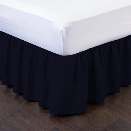 Miniatura 11 de Falda de cama con volantes (individual, color azul aguamarina) de 18 pulgadas de caída con volantes, con plataforma, 100% algodón de 800 hilos