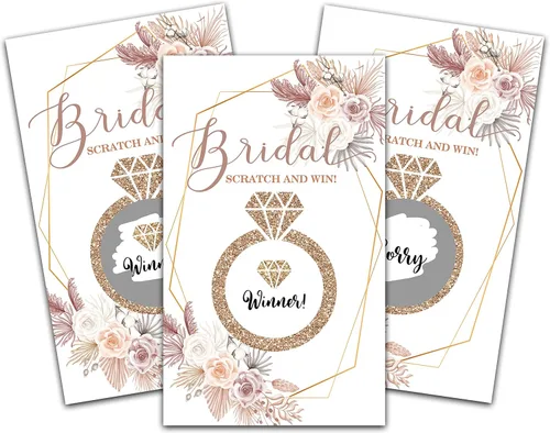 Miniatura 14 de Tarjetas de juego para raspar para despedida de soltera, boletos de lotería nupcial de flores de primavera, ideas de juegos de despedida de soltera