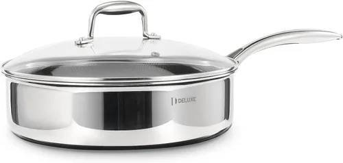 Miniatura 10 de DELUXE Sartén de cerámica híbrida antiadherente de 3.7 cuartos de galón con tapa, sartén de acero inoxidable con asas que se mantienen frías, apta